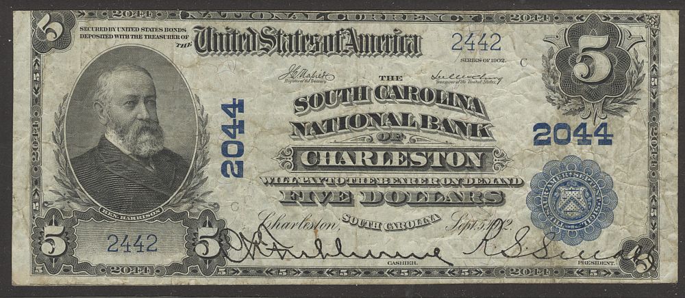 Charleston, SC, Ch.#2044, 1902PB $5, VF, 2442
